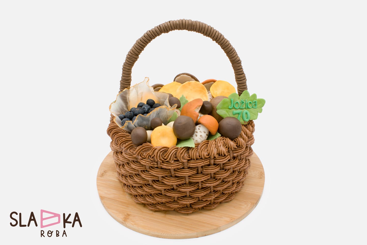 rojstnodnevne torte, kosara z gobami, kosara gob, gobe, torte po narocilu, sladka roba, ribnica