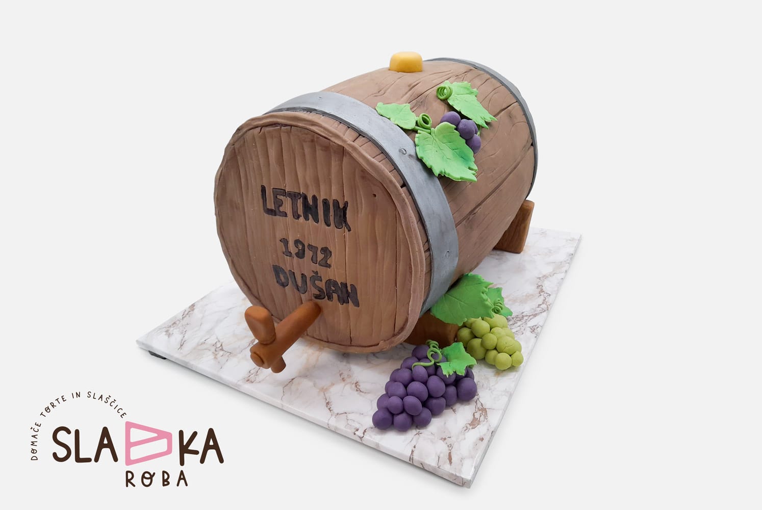 rojstnodnevna torta, 3-d torte, vinski sod, torte po narocilu, sladka roba, ribnica